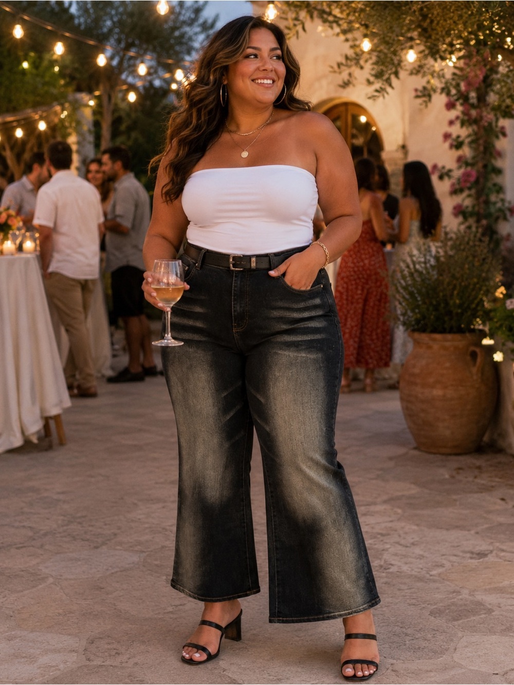 Wide-Leg Faded Black Jeans with Subtle Whiskering - Unbranded. Neeso Jeans.